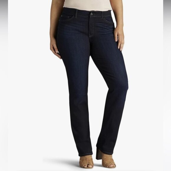 Lee NEW Straight Leg Mid Rise Regular Fit Flex Motion Stretch Jeans Pant 22W P - Picture 4 of 16